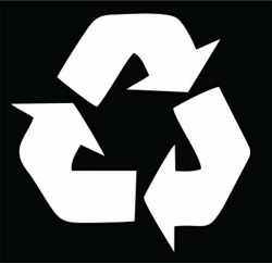 Recycling Symbol WHITE vinyl cut-out sticker 4.5\