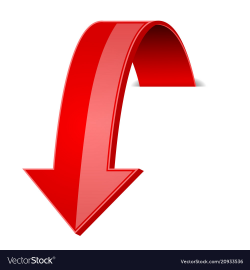 Red 3d down arrow with transparent shadow