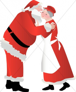 Santa Kissing Mrs. Claus | Religious Christmas Clipart
