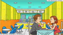 clipart #cartoon A Couple Enjoying A Romantic Dinner Date In ...