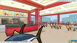 A Tuna Fish and Inside A Fast Food Chain Restaurant Background