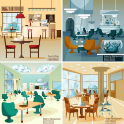 Restaurant Bar 4 Flat Icons Square - Download Free Vectors ...