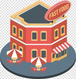 Fast food restaurant, Red fast-food restaurant model ...