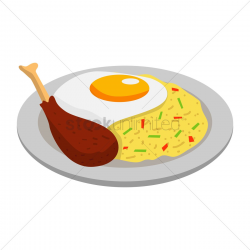 Rice and chicken with egg Vector Image - 1359461 ...