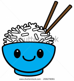 Clipart rice bowl kawaii rice bowl stock vector illustration ...