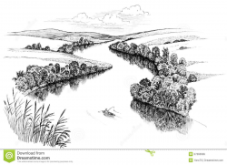 River clipart black and white Beautiful river clipart black ...