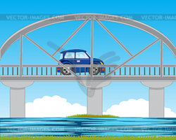Bridge through river - vector clipart
