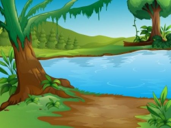 Illustration of a river in a beautiful nature | Colouring ...