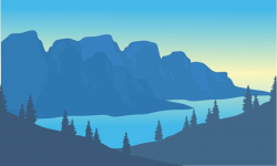 Silhouette of river and mountain background Clipart Image ...