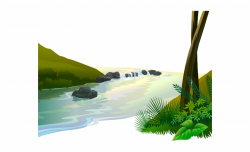 River Landscape Clipart Silhouette Png - Cartoon River ...