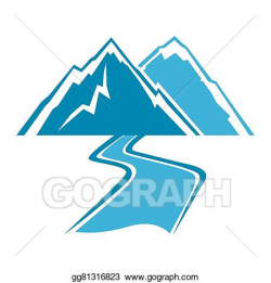 Vector Art - Mountains and river simple line art. EPS ...
