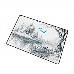 Amazon.com : duommhome Pet Door mat Landscape Boat on Calm ...