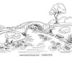 Image result for river black and white clipart | Landscape ...