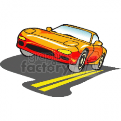 Red car on the road clipart. Royalty-free clipart # 172444