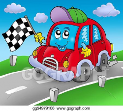 Drawing - Car race starter on road. Clipart Drawing ...