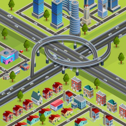 City Roads Junction Interchange Isometric Poster - Download ...