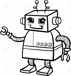 Robot clipart black and white, Robot black and white ...
