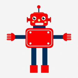 Red And Blue Robot Clipart Png Vector Element, Cute, Robot ...