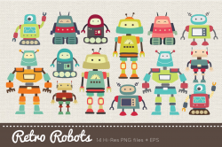 Retro Robots Clipart