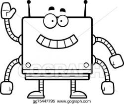 Vector Stock - Square robot waving. Clipart Illustration ...