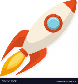 Cartoon flat design rocket ship symbol of start