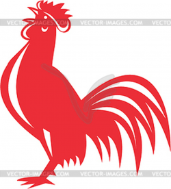 Chicken Rooster Crowing Retro - vector clip art