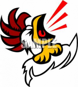A Rooster Crowing - Royalty Free Clipart Picture