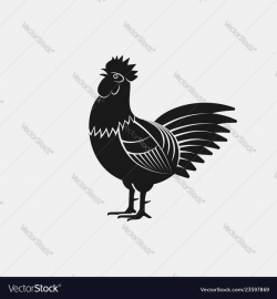 Crowing rooster silhouette farm animal icon