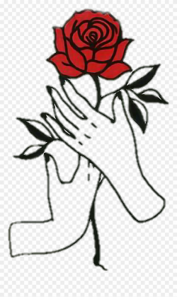 Rose Hands Aesthetic Tumblr Draw - Rose Drawing Transparent Clipart ...