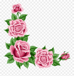 Pink Rose Clipart Flower Corner - Rose Corner Border Png Transparent ...