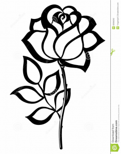 simple rose outline | Simple Single Rose Outline Black silhouette ...