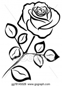 Vector Art - Rose black outline. Clipart Drawing gg78145528 - GoGraph