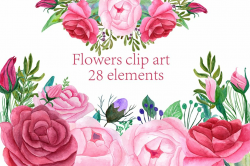 Watercolor roses clipart