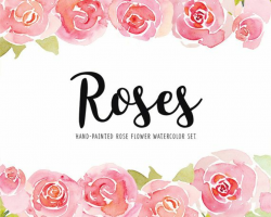 Watercolor clipart Roses Flower clipart Floral Watercolor Wedding ...