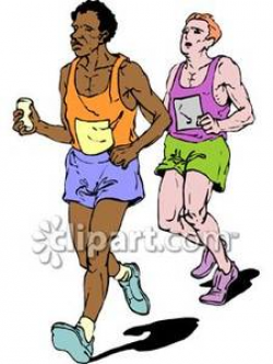 Tired Men Running In a Marathon - Royalty Free Clipart Picture