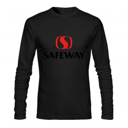 Fuli Lin Men\'s Diy Vintage Safeway logo Long Sleeve T-Shirt M Black