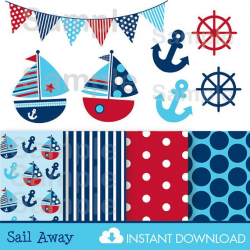 Sailboat Clipart / Sailboat Digital Paper / Nautical Clipart ...