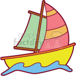 colorful cartoon sailboat clipart. Royalty-free clipart # 397924
