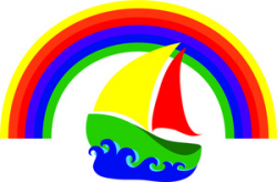 Colorful Sailing Icon Graphic with Sailboat Cutting through ...