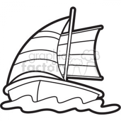 vector cartoon sailboat outline clipart. Royalty-free clipart # 397928