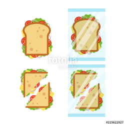 Set of sandwiches top view with tomato, onion, salad, cheese ...