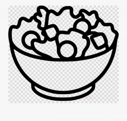 Leaf Black And White Clipart Salad - Caesar Salad Black And ...