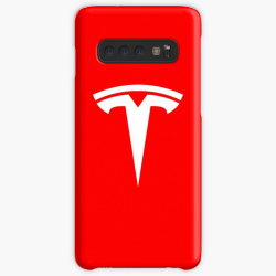 Tesla Logo White/Red T-Shirt , Phone Case, Sticker | Case & Skin for  Samsung Galaxy