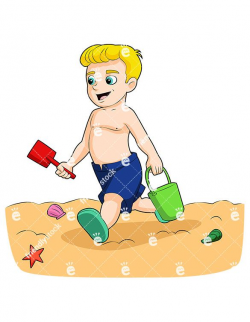 A Shirtless Blonde Boy Walking On The Beach Carrying A Sand ...