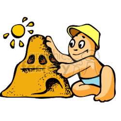 Boy building a sand castle clipart. Royalty-free clipart # 158794