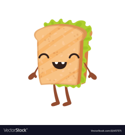 Funny sandwich with smiling face cute fast food