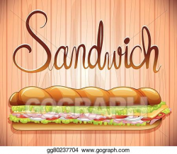 Vector Illustration - Foot long sandwich with ham and ...