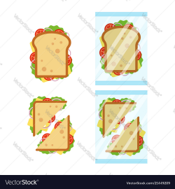 Set of sandwiches top view with tomato onion