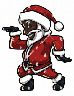 An Energetic Black Santa Claus Smiling And Making A Disco Dance Move ...