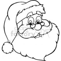 Black and White Classic Santa Claus Head clipart. Royalty-free clipart #  381400